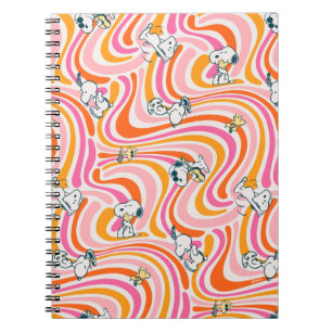Snoopy & Woodstock Groovy Vibes Orange Muster Notizblock