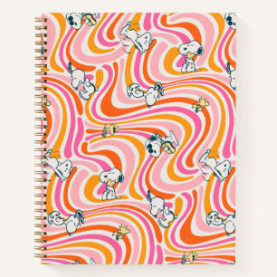 Snoopy & Woodstock Groovy Vibes Orange Muster Notizbuch