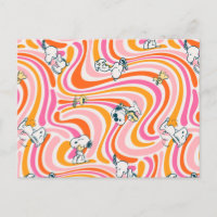 Snoopy & Woodstock Groovy Vibes Orange Muster