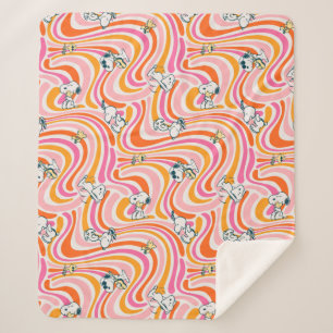 Snoopy & Woodstock Groovy Vibes Orange Muster Sherpadecke