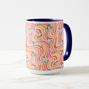 Snoopy & Woodstock Groovy Vibes Orange Muster Tasse