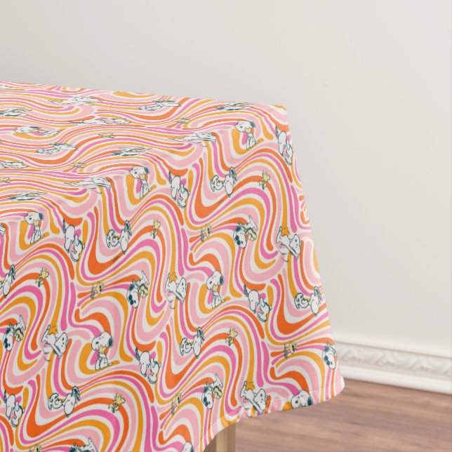 Snoopy & Woodstock Groovy Vibes Orange Muster Tischdecke (Beispiel)