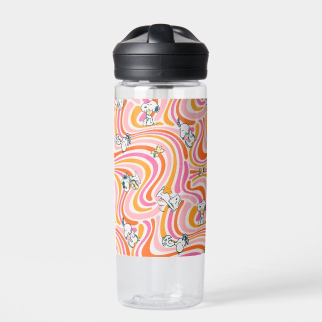 Snoopy & Woodstock Groovy Vibes Orange Muster Trinkflasche (Vorderseite)