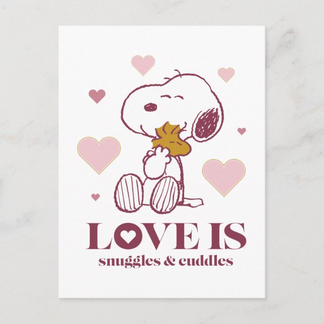 Snoopy & Woodstock - Liebe ist Schnurrbart & Cuddl Postkarte (Vorderseite)