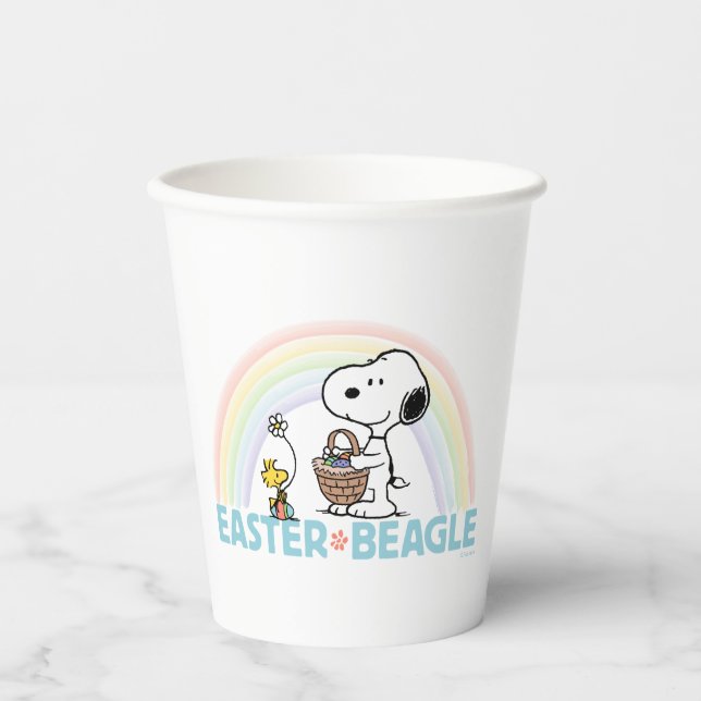 Snoopy & Woodstock - Ostern Beagle Pappbecher (Vorderseite)