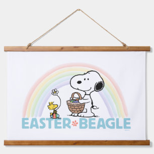 Snoopy & Woodstock - Ostern Beagle Wandteppich Mit Holzrahmen