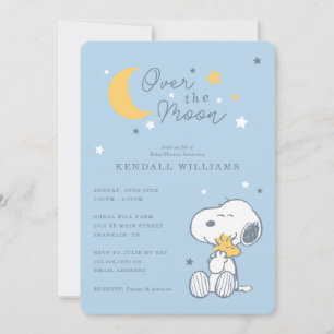 Snoopy & Woodstock   Over the Moon Baby Shower Einladung