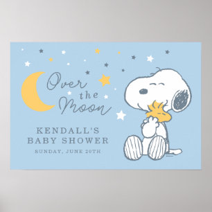 Snoopy & Woodstock Over the Moon Baby Shower Pos Poster