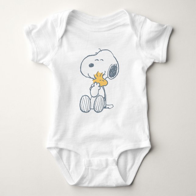 Snoopy & Woodstock | Over the Moon Baby Shower Strampler (Vorderseite)