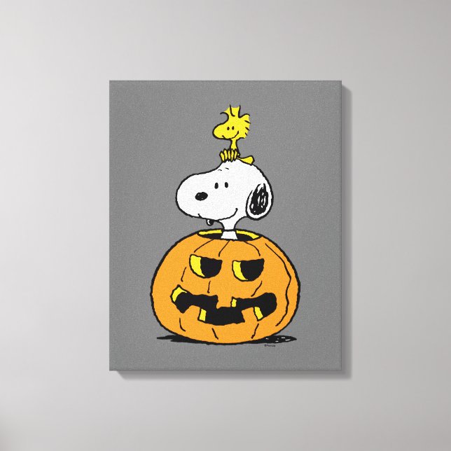 Snoopy & Woodstock Pumpkin Leinwanddruck (Vorderseite)