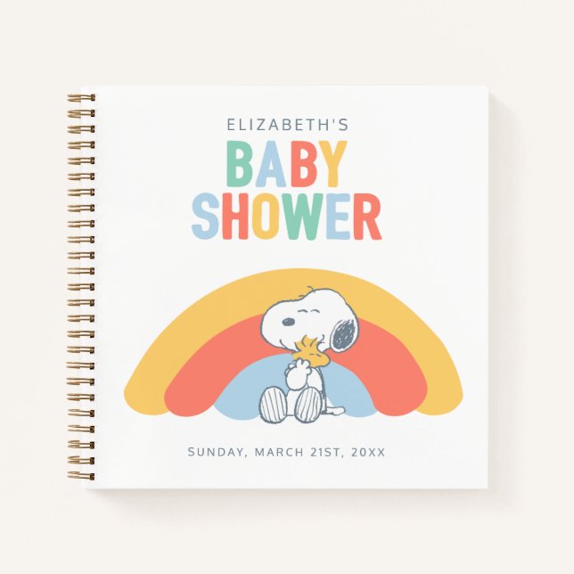 Snoopy & Woodstock Rainbow Baby Shooting Guest Lis Notizbuch (Vorderseite)