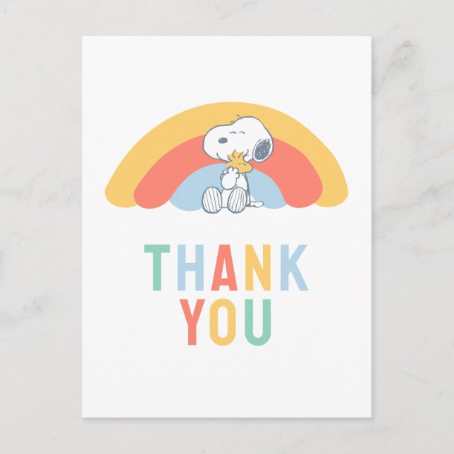 Snoopy & Woodstock Rainbow Baby Shower Postcard Postkarte (Vorderseite)