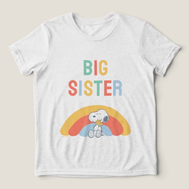 Snoopy & Woodstock Regenbogen-Baby-Party Tri-Blend Shirt (Design Vorderseite)