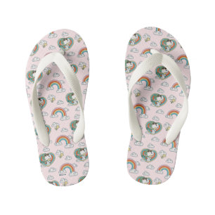 Snoopy & Woodstock Regenbogen Herzmuster Kinderbadesandalen