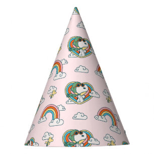 Snoopy & Woodstock Regenbogen Herzmuster Partyhütchen