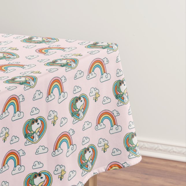 Snoopy & Woodstock Regenbogen Herzmuster Tischdecke (Beispiel)