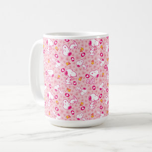 Snoopy & Woodstock rosa Herz Muster Kaffeetasse