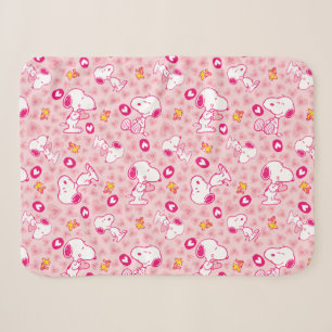 Snoopy & Woodstock rosa Herz Muster Sherpadecke