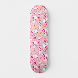 Snoopy & Woodstock rosa Herz Muster Skateboard