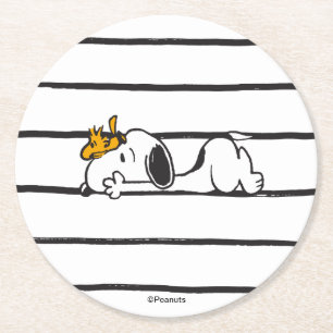 Snoopy & Woodstock Smile Giggle Laugh Runder Pappuntersetzer