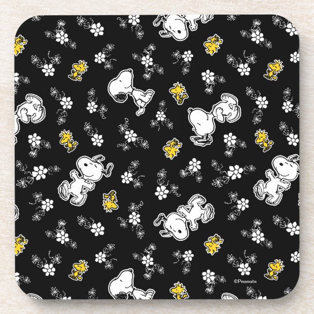 Snoopy & Woodstock Spaß & Blume Getränkeuntersetzer (Vorderseite)