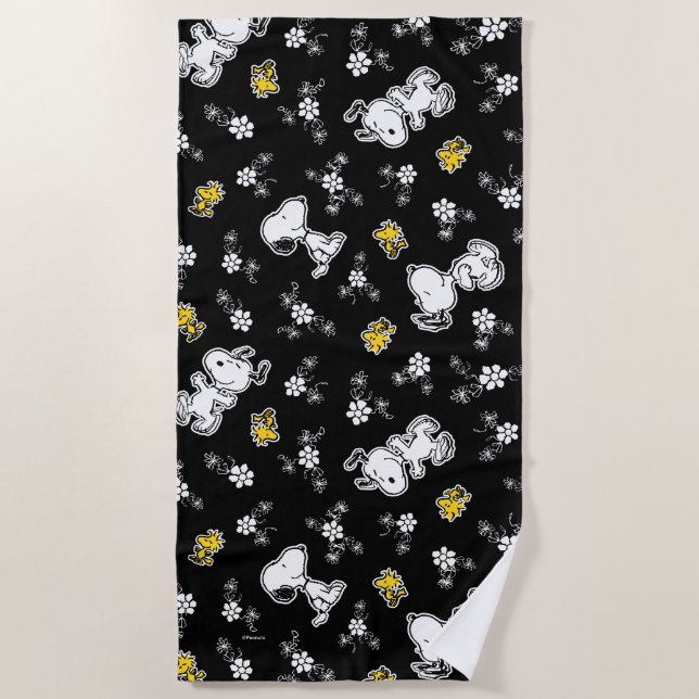 Snoopy & Woodstock Spaß & Blume Strandtuch (Vorderseite)