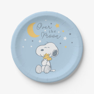 Snoopy & Woodstock Über den Mond Baby Shower Pap Pappteller