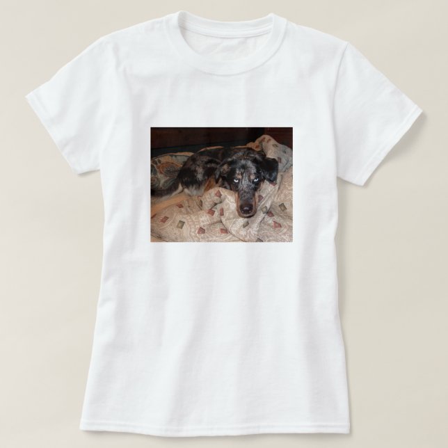 Snoozing Catahoula Leopard-Hund T-Shirt (Design vorne)