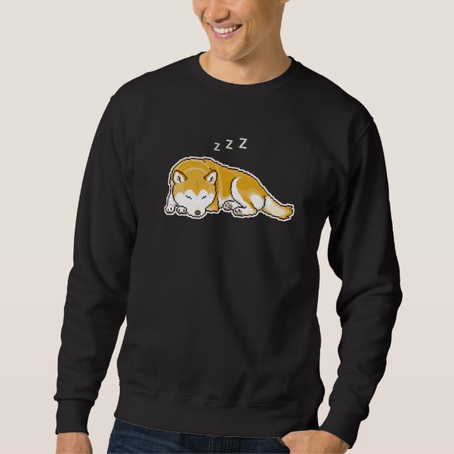 Snoozing Shiba Inu Dog pixart Sweatshirt (Vorderseite)