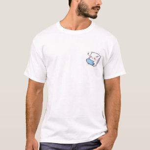 Snoozing Snuggler: Kawaii-Kissenkatze mit Sternen T-Shirt