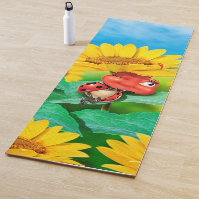 Snoozy ladybug sonnenblumen yoga matt yogamatte (Beispiel)