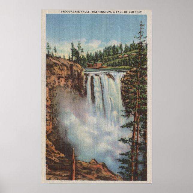 Snoqualmie Falls, WA - Blick auf Wasserfälle am ob Poster (Vorne)