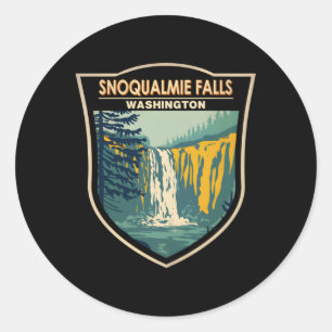 Snoqualmie Falls Washington Waterfall Abzeichen Runder Aufkleber