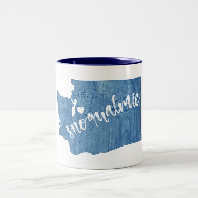 Snoqualmie Washington Wood Grain Zweifarbige Tasse (Mittel)