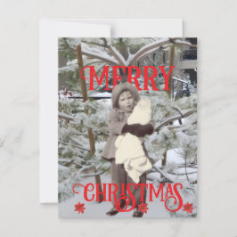 Snow and Poinsettias Photos Merry Christmas  Karte