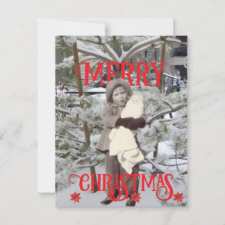 Snow and Poinsettias Photos Merry Christmas  Karte