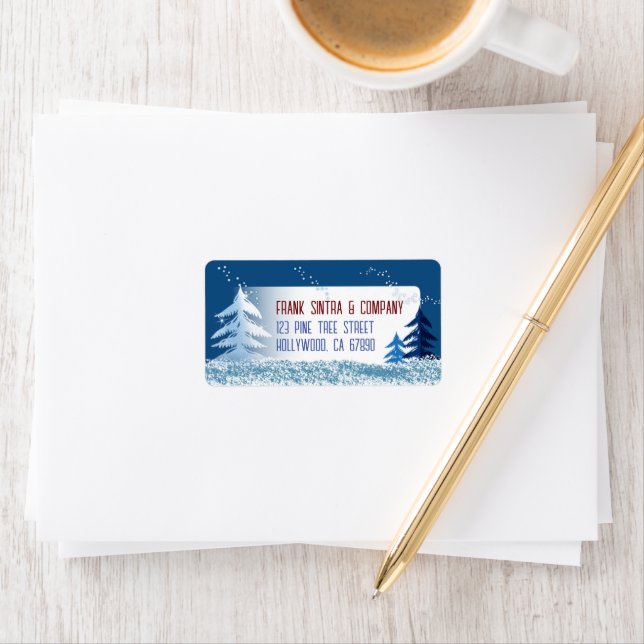 Snow and Trees Christmas Card Address Labels Adressaufkleber (Insitu)