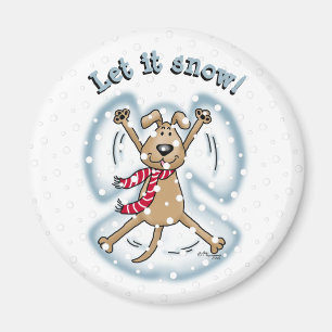 Snow Angel Dog Fun Niedlicher Weihnachtsfeiertag F Magnet