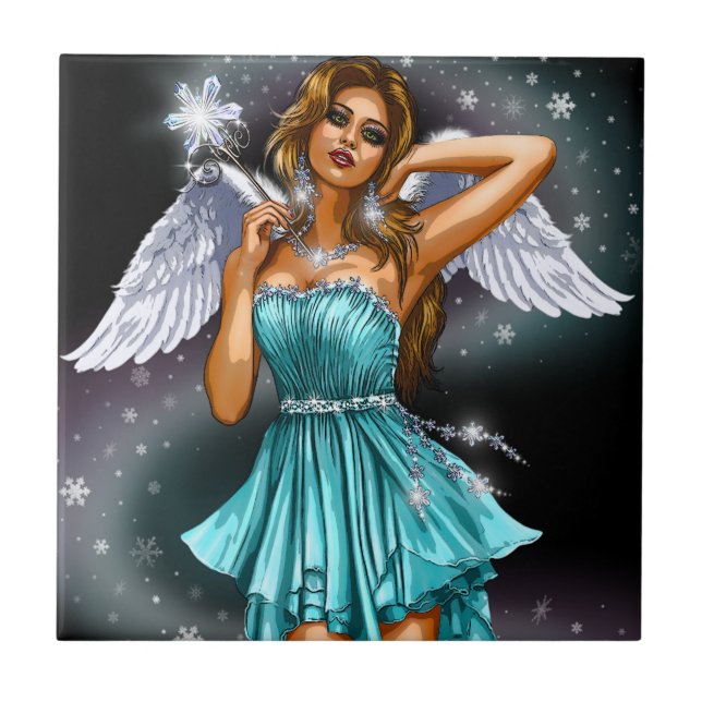 Snow Angel Fairy Fliese (Vorderseite)
