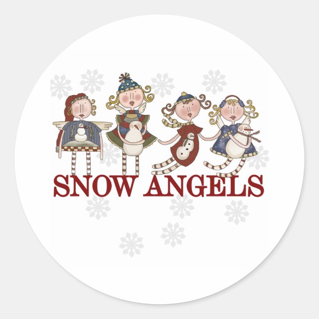 Snow Angels Runder Aufkleber (Vorderseite)