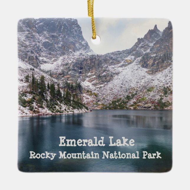 Snow at Emerald Lake Rocky Mountain Nationalpark Keramikornament (Vorderseite)