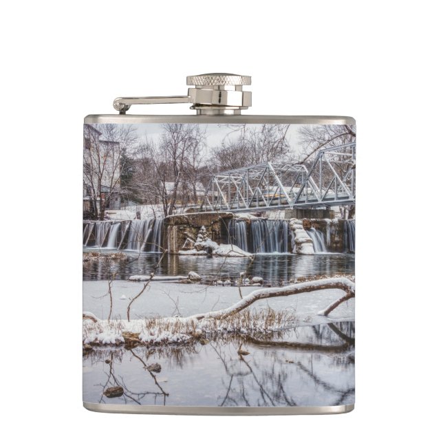 Snow at Finley Dam Flachmann (Vorderseite)