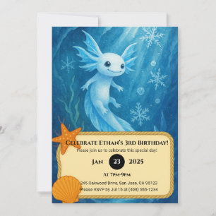 Snow Axolotl im Eisreich Geburtstag Einladung
