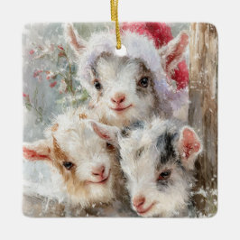 Snow Babies Christmas Goats 7 - YOUR PHOTO Keramikornament