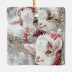 Snow Babies Christmas Ziegen 11 - DEIN FOTO Keramikornament