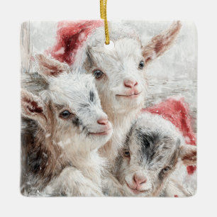 Snow Babies Christmas Ziegen 5 - DEIN FOTO Keramikornament