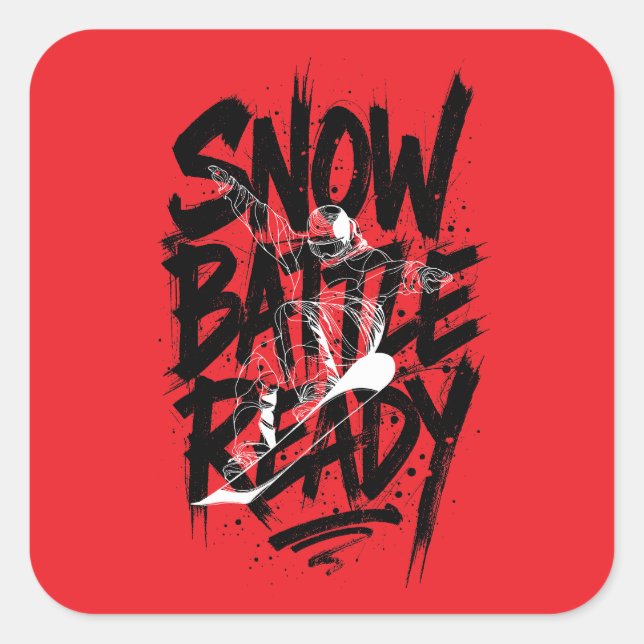 snow battle ready quadratischer aufkleber (Vorderseite)