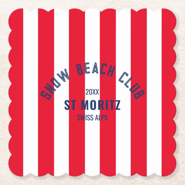 Snow Beach Club Red Cabana Zielort Untersetzer (Vorderseite)