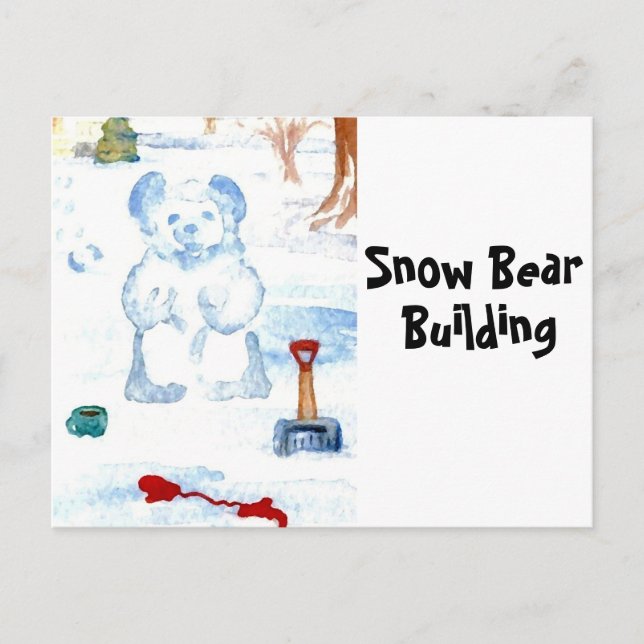 "Snow Bear Gebäude" Designer Postkarte 2 (Vorderseite)