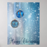 Snow Blue Bokeh Ornaments Weihnachten